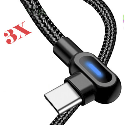 3X USB C Winkel 90 Grad Fast Ladekabel für Samsung  Huawei LG  Nokia Sony Type C