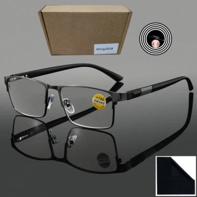 Herren Metall Lesebrille Anti-Blaues Licht Flexibel 1,0 1,5 2,0 2,5 3,0 3,5 4,0A