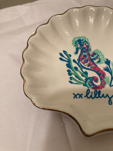 Lilly Pulitzer Ceramic Sea Shell Seahorse Trinket Dish Ocean Themed - Picture 6 of 14