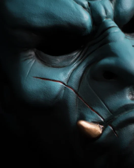 Handcrafted Fūjin Oni Mask - Japanese Wind God | With Wooden Display Stand - Image 3 of 4