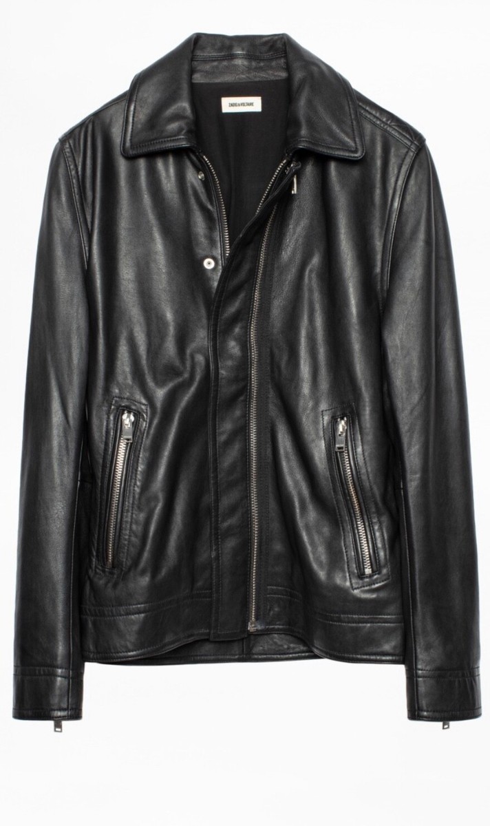 ZADIG & VOLTAIRE MEN'S LAM CUIR WASHED JACKET 100% LAMBSKIN