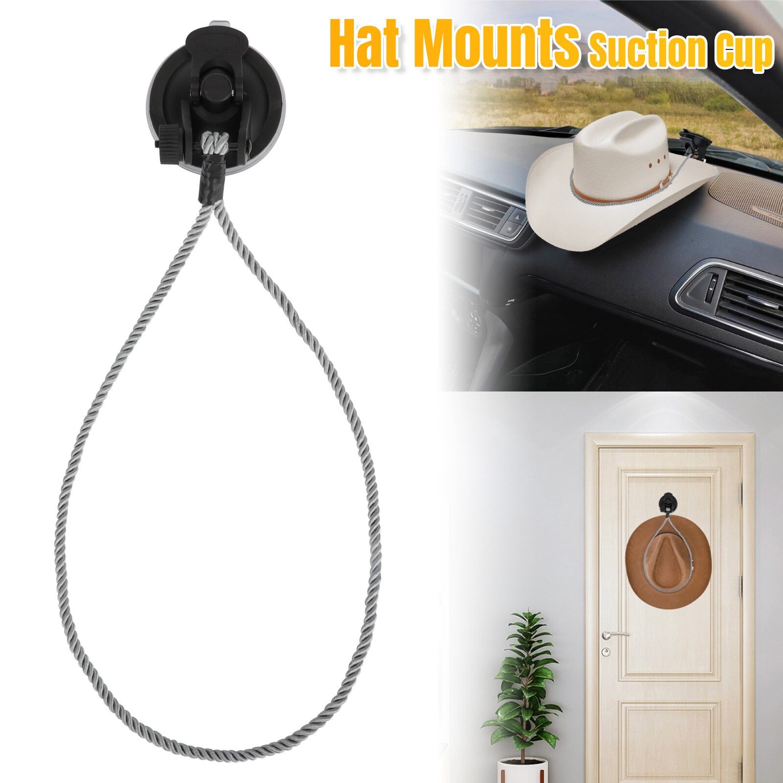 Cowboy Hat Mount Holder with Suction Cup for Door or Car Storage-image