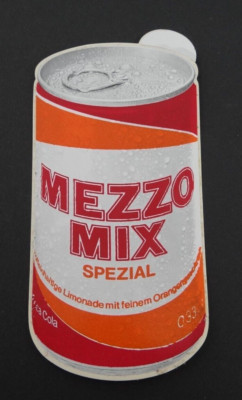 Werbe-Aufkleber Mezzo Mix Spezial Ring Pull Dose 80er Kiosk Shop Coca-Cola