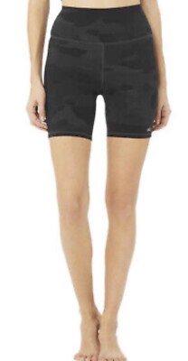 Alo Yoga High Waist Vapor Shorts in Black Camo Size XS Bike Shorts