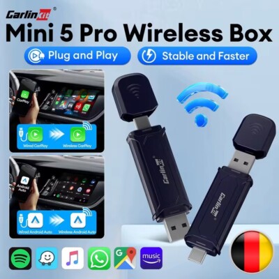 CarlinKit MINI Wireless CarPlay Plug &Play Adapter WiFi Wired to Wireless Dongle