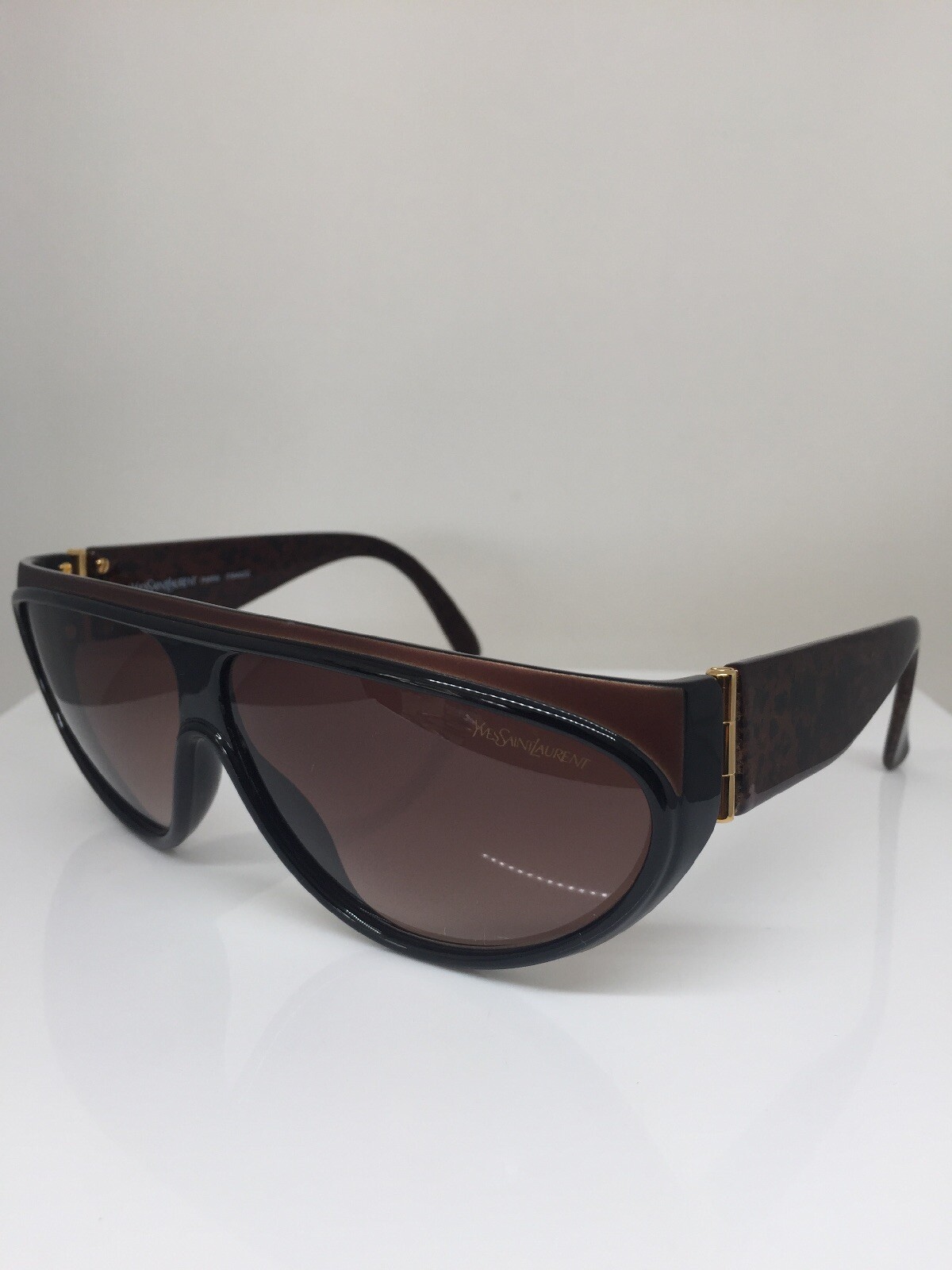 Occhiali da sole Yves Saint Laurent YSL 8761 2 Y 76 nuovi vintage nero e marrone Francia