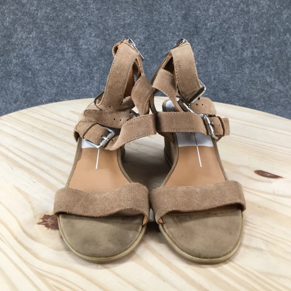 Sandalias Dolce Vita Mujer 8 Gladiador Beige Gamuza Cuña Cremallera Lateral Hebilla Informales Foto 4 de 4