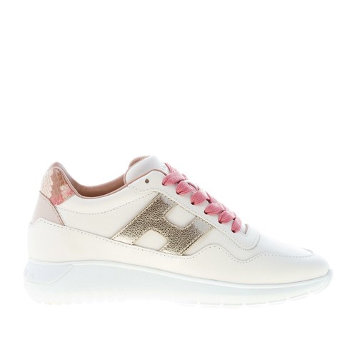 HOGAN women shoes Interactive Cube cream leather sneaker reptile print and  Gold | eBay