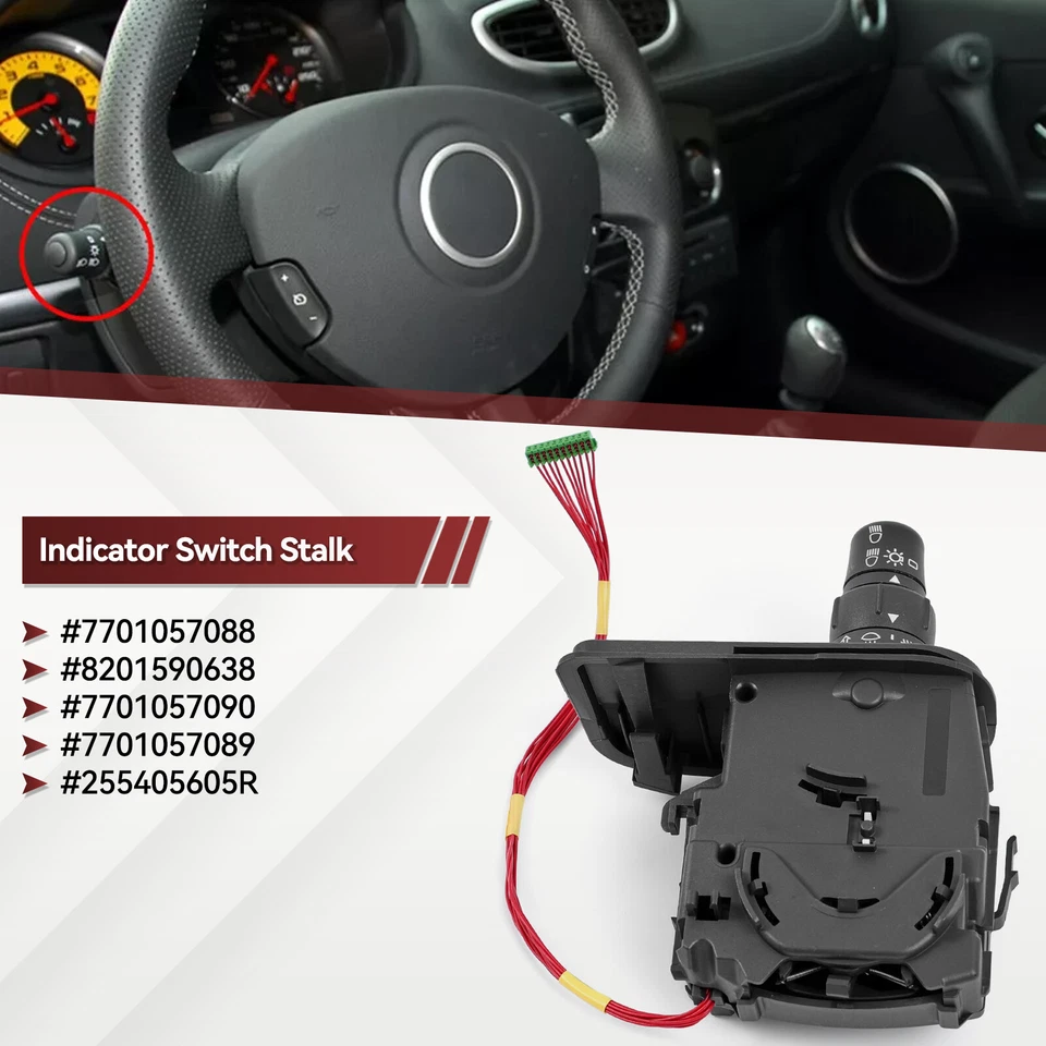 Indicator Light Switch Stalk Fit For Renault Clio III Modus Kangoo 8201590638 UK - Image 3 of 4