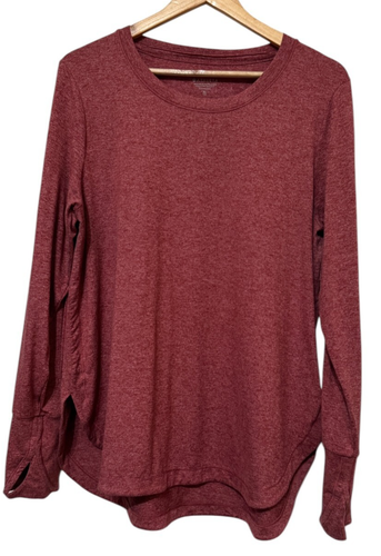 Athleta Long Sleeve Red Heather Tee Shirt Size XL