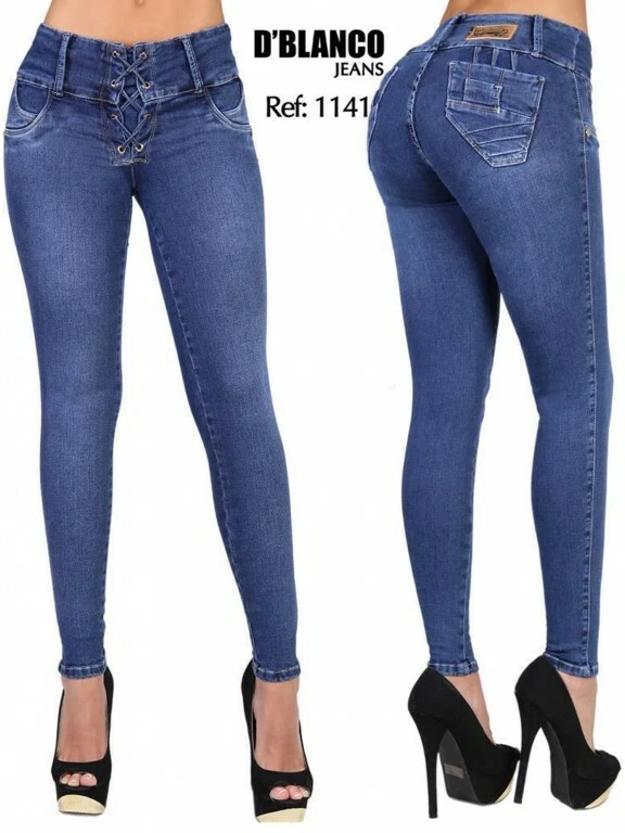 New Blue Colombian Push Up Jeans Levanta Cola Curvy Jeggings Butt Lifting  Pants