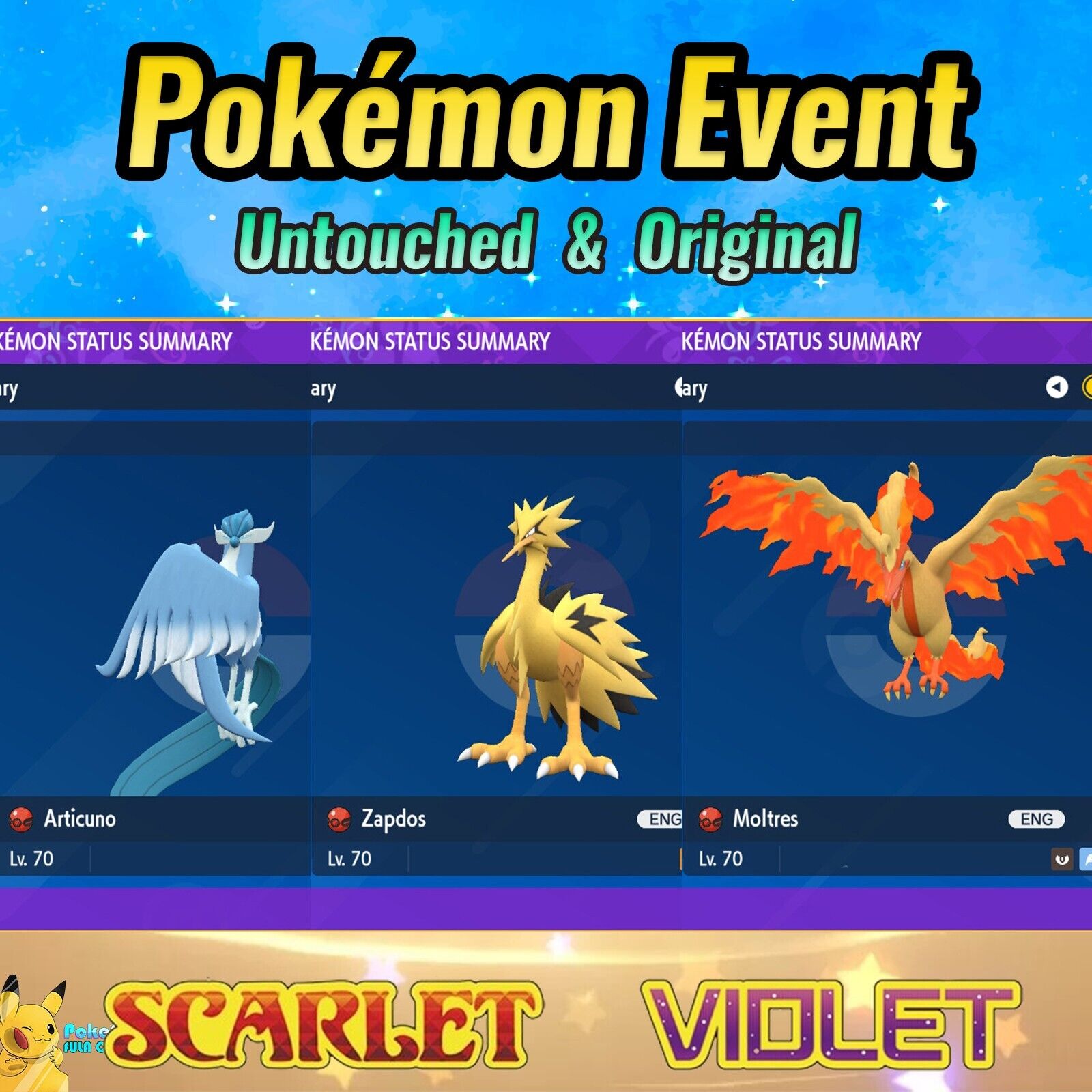 Shiny Galarian Articuno Zapdos Moltres, Shiny Bird Trio, International  Event