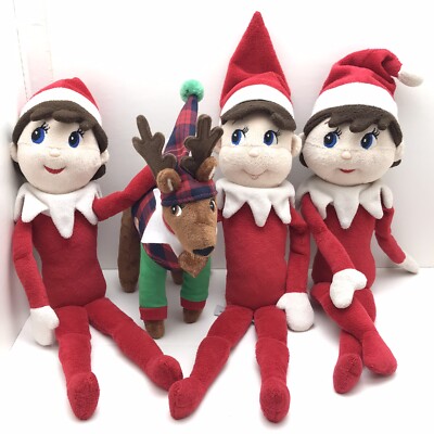 Vintage 2005 CCA & B Elf On The Shelf Christmas Plush Boy Girls & Pet Reindeer