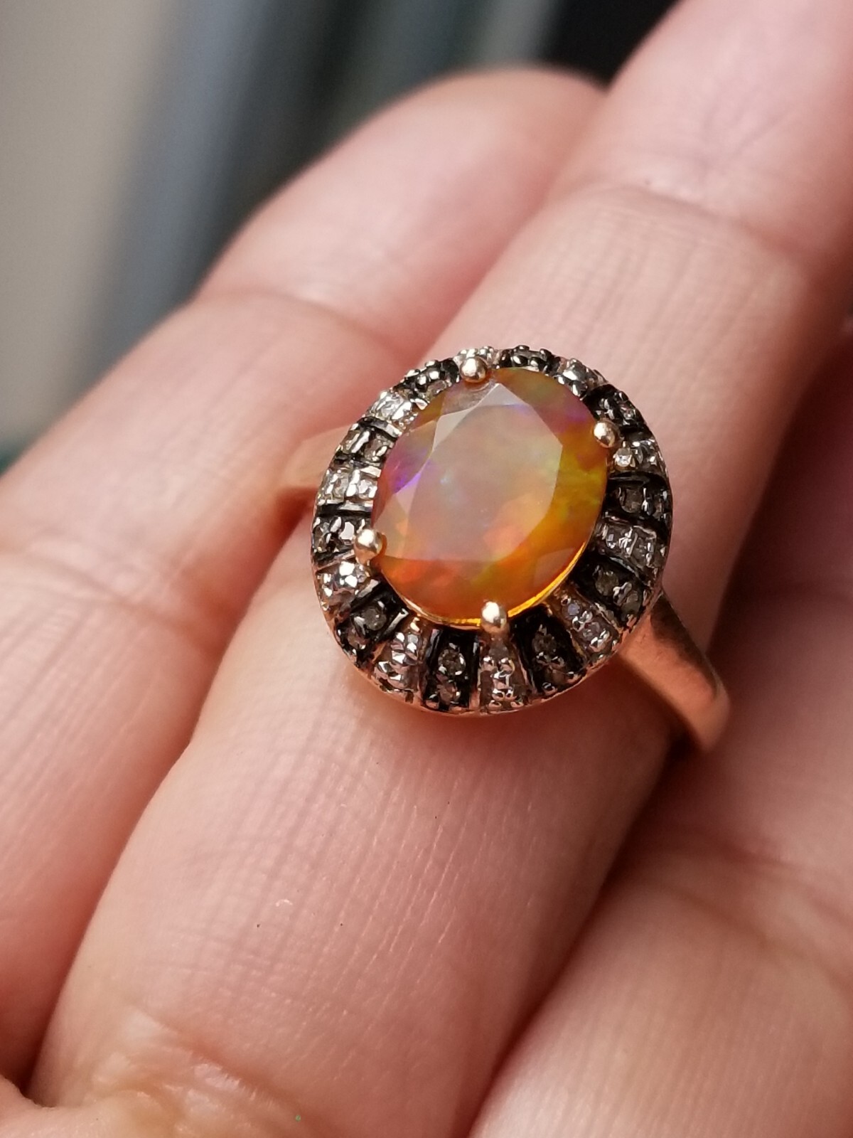 vintage  10k custom  Mexican fire opal chocolate … - image 4