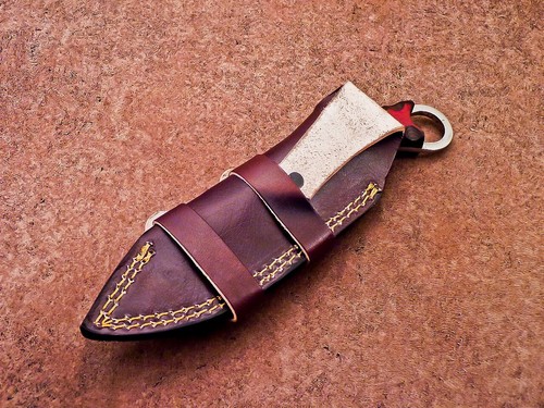 CUSTOM HAND FORGED DAMASCUS STEEL 9" SKINNING HUNTING KNIFE, SHEATH - WD-8530 - Picture 7 of 9