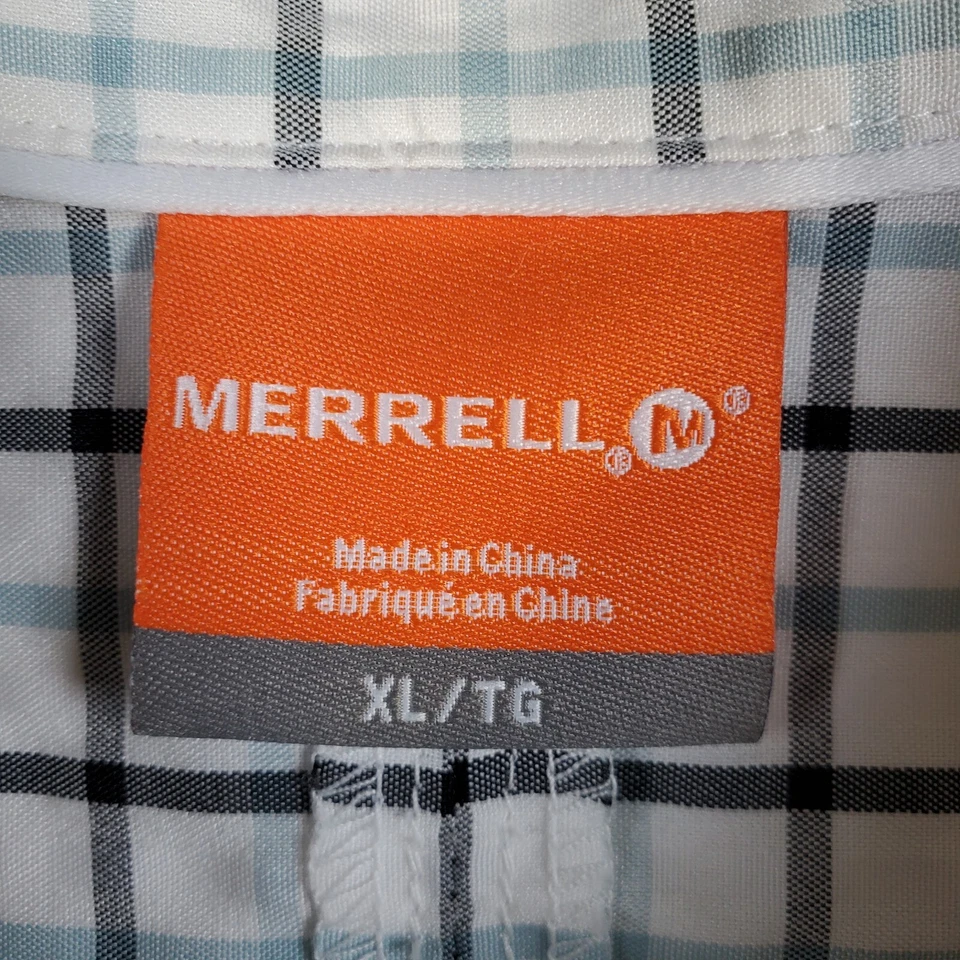 Merrell Shirt Mens Size XL Short Sleeve Pearl Snap Zip Pocket Western Plaid  - Image 3 of 4