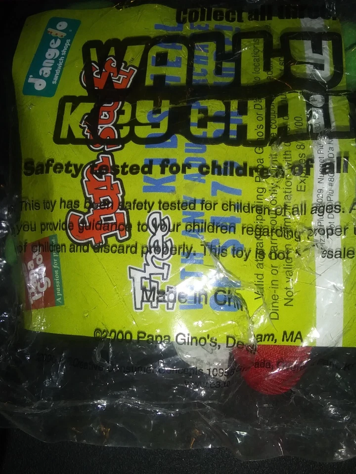 Vintage Boston Red Sox Plush Keychain. 2000 Papa Ginos Wally the Green Monster - Image 3 of 4