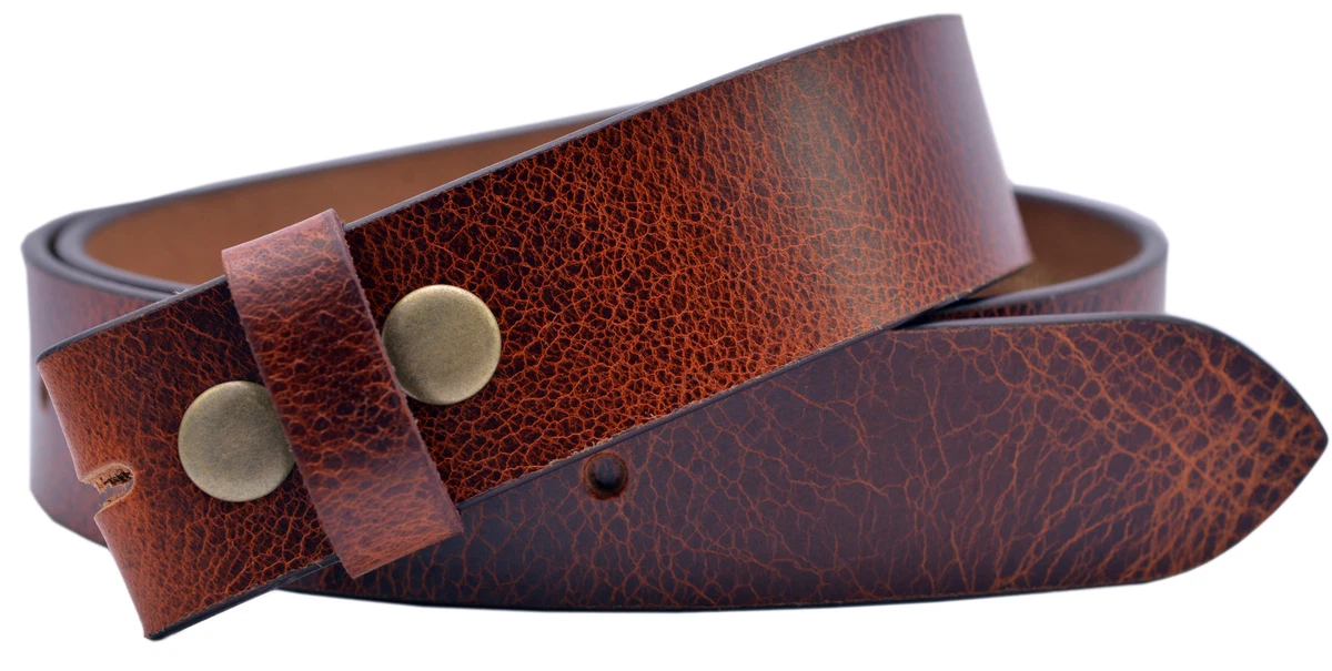 Full Grain Buffalo Leather Belt Strap in Crunch Finish Red Brown