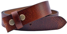 Full Grain Buffalo Leather Belt Strap in Crunch Finish - Red Brown