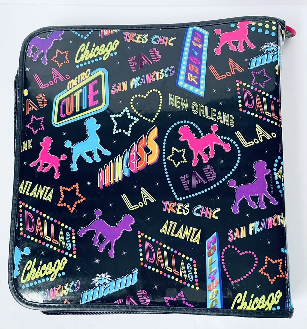 Vintage 90’s Y2K Lisa Frank 3 Ring Soft Zip Binder Milleny M. Blonde Hippie  Girl