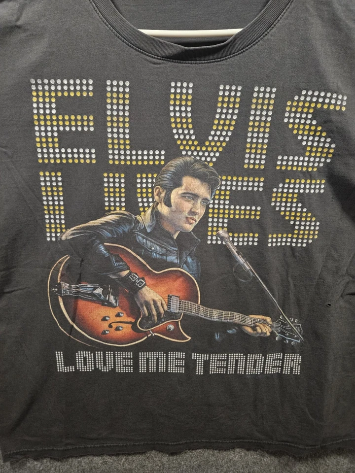 Camiseta De Colección Años 90 Elvis Presley Negra Gráfica Love Me Tender Back Hit Talla XXL Foto 3 de 4