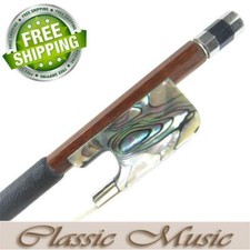 New SILVER PERNAMBUCO Viola Bow With Abalone Shell Frog 4/4 Free Shipping