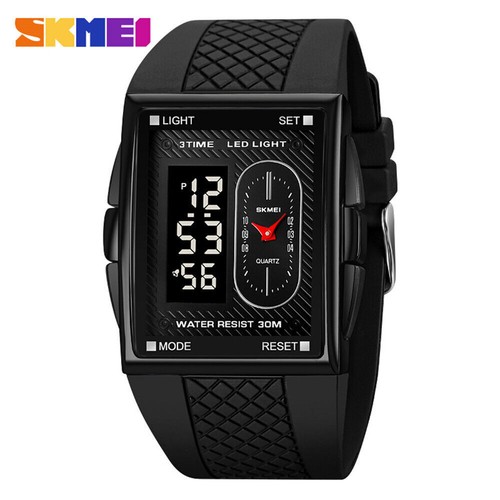 SKMEI Men Watch Rectangle Digital Watch LED Alarm Electronic Wristwatch for Boys - Picture 25 of 30
