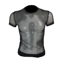 Men Sexy Fishnet Mesh Shirt T-shirt Dance Gothic Punk Club Short Sleeve Top New