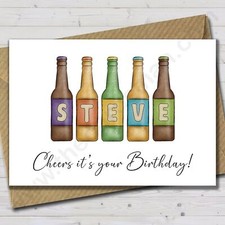 Personalised Beer Bottle Birthday Card for Dad Mum Son Daughter Friend Grandad