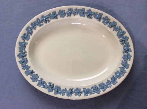 Wedgwood Embossed Queensware lavender on cream smooth edge 12 3/4" platter