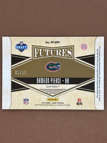 2022 Panini Legacy - Dameon Pierce /10 - Futures Yellow Diamomd Patch Auto (RC) - Picture 2 of 2