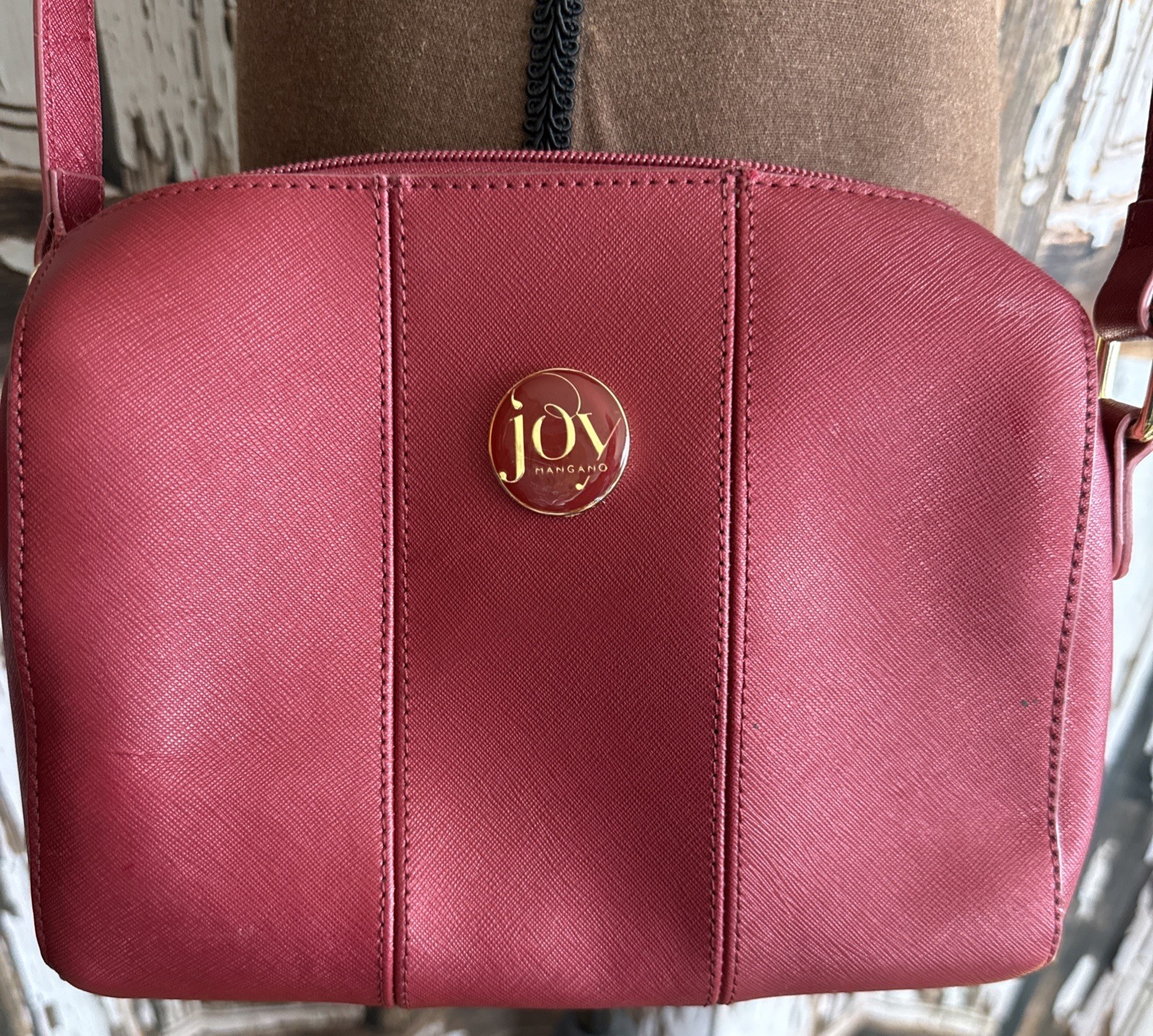 joy mangano Ruby  Red Crossbody Bag Leather - image 4