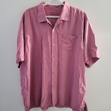Tommy Bahama Short Sleeve Button Up Hawaiian Shirt Men's Size XL Pink 100 Silk