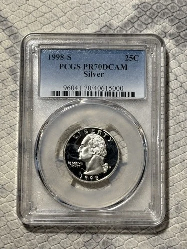 1998-S 25c SILVER PCGS PR70DCAM WASHINGTON QUARTER DEEP CAMEO PR 70 DC