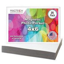 Magtech Magnetic Photo Pocket Picture Frame, White, Holds 4 x 6 Inches Photos,