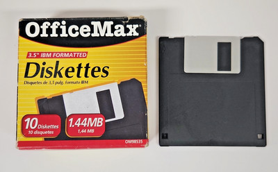 OfficeMax 1.44 MB Diskettes 3.5'' Inch IBM Formatted Box of 7 , Open Box