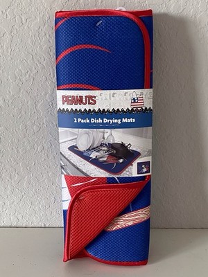 2 Pack Peanuts Snoopy 4th Of July Patriotic Flying Ace Dish Drying Mats NEW
