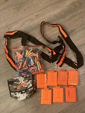 Nerf Battle Kit Includes Bag Of Darts, Camo Dart Bag, 2 Bandoliers, 7 Mags