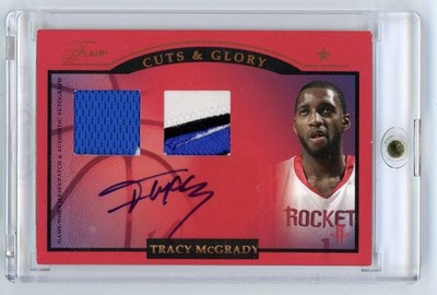 2004 Fleer Flair Cuts Tracy McGrady Dual Game Used Prime Patch Auto 6/10 HOF