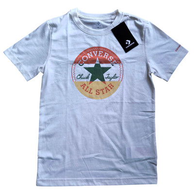 CONVERSE Kinder Shirt Gr. M (132-147) Offwhite Kurzarm Logoprint NEU