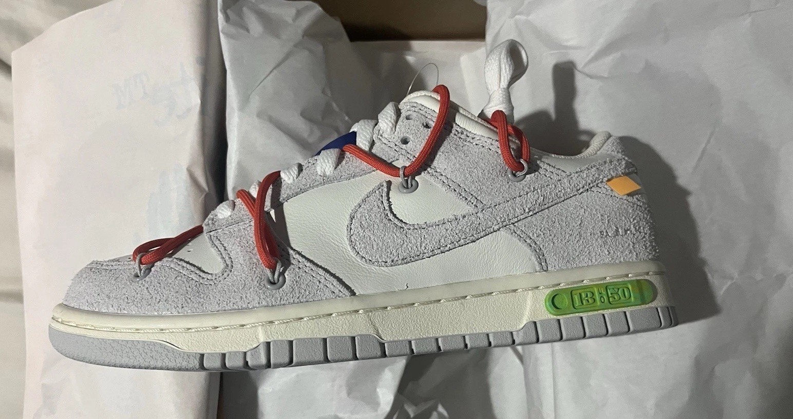 OFF WHITE X NIKE ?Nike Off White x Dunk Low taglia 8m 9 5w lotto 13 di 50 fondo di magazzino ?