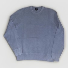 Uniqlo Knit Crewneck Sweater Blue Cotton Pullover Medium 20x25