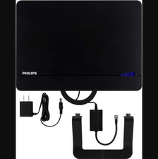 Philips Elite Indoor Amplified Signal Finder TV Antenna-10 ft.CoaxIncluded-Black