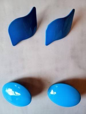 Two Sets Light Weight Metal Blue Earrings Pierced. #T-B