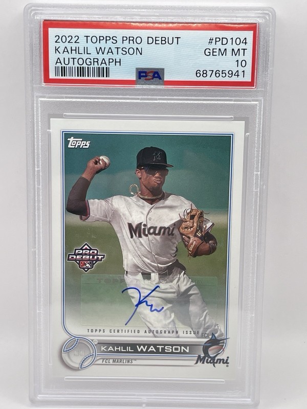 2022 Topps Pro Debut AUTOGRAPH - Kahlil Watson #PD104 PSA 10 GEM MINT Guardians 
