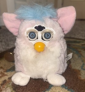 Vtg 1999 Original Lt Blue Pink Hair Furby Baby By Tiger Elec Tested Works