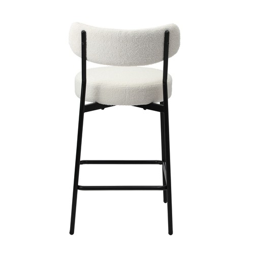 Oikiture 2x Bar Stools Kitchen Dining Chairs Counter Stool Boucle White - Picture 6 of 10