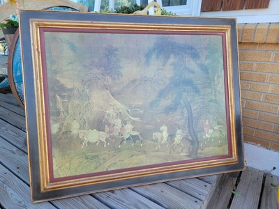 Vintage Tribute Horse Chinese Artwork 37''x48'' By Han Kan