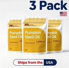3x Ingredients Pumpkin Seed Oil with Saw Palmetto Cold Pressed 300 Softgels