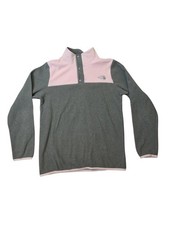 The North Face Girls Glacier 1/4 Snap Fleece Pullover Size XL Pink Grey Outdoor